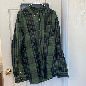 Olive Green Button Down Shirt - Staple - Plus Size 3XL